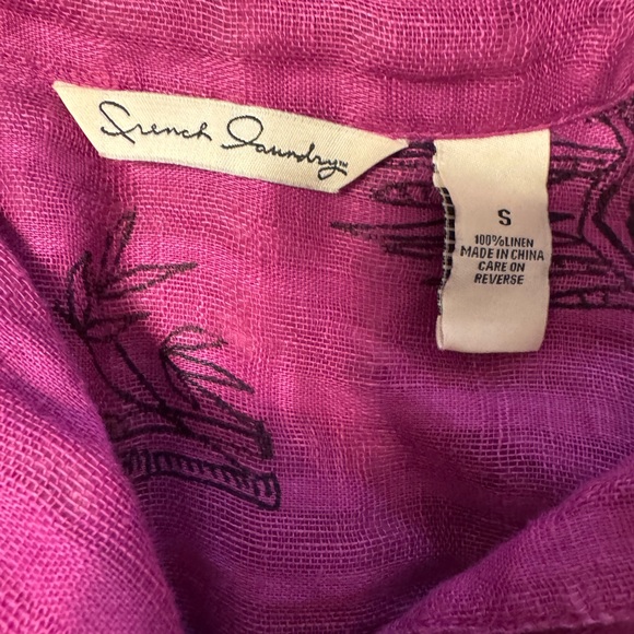 Vintage French Laundry Magenta Linen Button-Down Shirt - Picture 3 of 5
